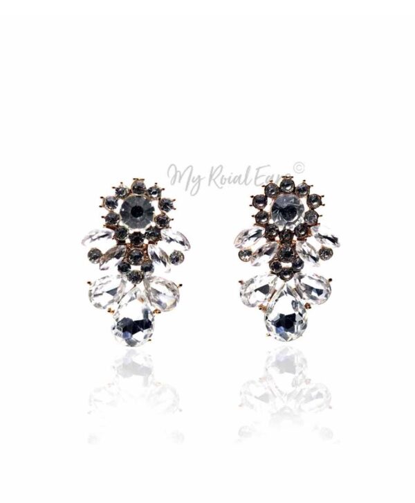 Q.SAVANNAH Stud-gold plated glass crystal bridal stud earrings - My Roial Ears LTD