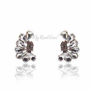 Q.VICTORIA-modern geometric clear crystal bridal stud earrings - My Roial Ears LTD