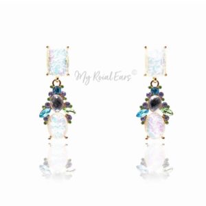 Q WANDA-imperial multi colored crystal pebble bridal earrings - My Roial Ears LTD