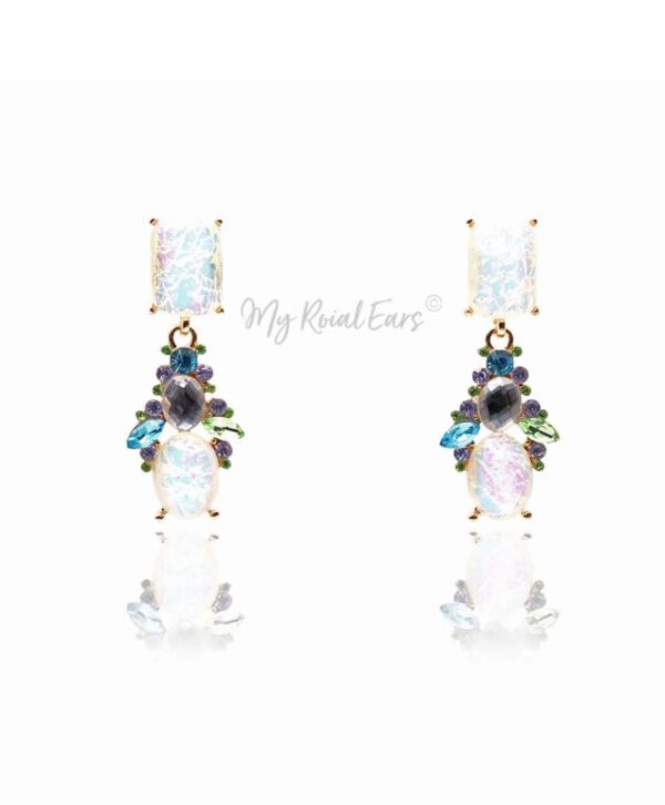 Q WANDA-imperial multi colored crystal pebble bridal earrings - My Roial Ears LTD