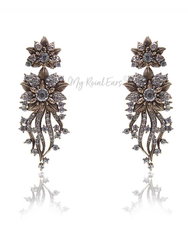 Q.XENIA-vintage baroque flower statement drop bridal earrings - My Roial Ears LTD