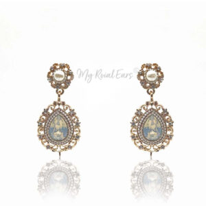 Q.YASMIN-golden elegance bridal drop earrings - My Roial Ears LTD