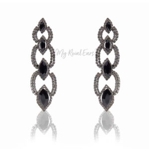 Q.Savannah-long crystal statement drop earrings - My Roial Ears LTD
