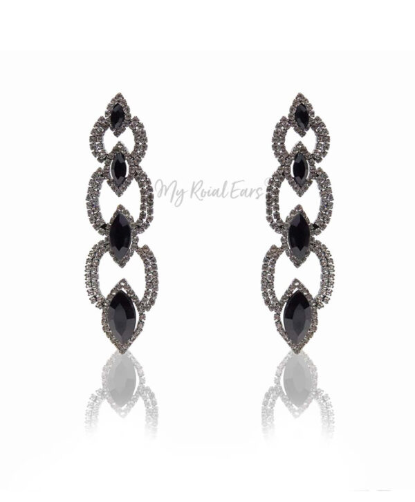 Q.Savannah-long crystal statement drop earrings - My Roial Ears LTD