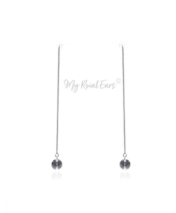 Q.Makeda- lightweight sterling silver chain drop bridal earrings - My Roial Ears LTD