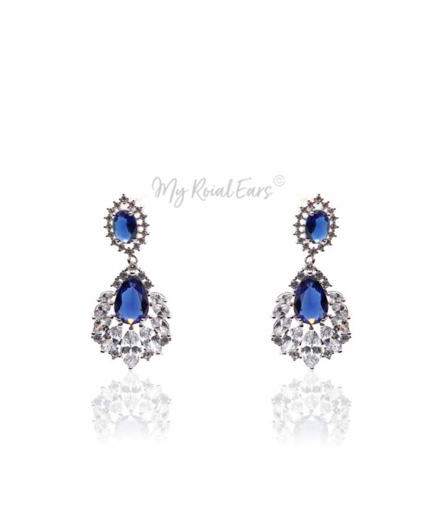 Q.Jane-luxury silver plated bridal drop earrings - My Roial Ears LTD
