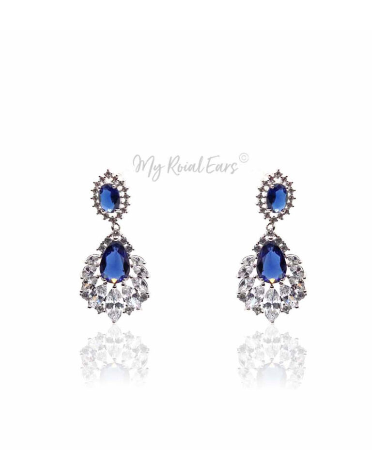 Q.Jane-luxury silver plated bridal drop earrings - My Roial Ears LTD