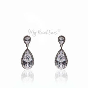 Q.Marie- elegance sterling silver bridal drop earrings - My Roial Ears LTD