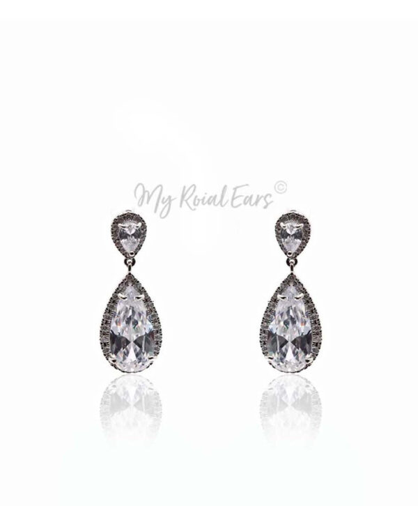 Q.Marie- elegance sterling silver bridal drop earrings - My Roial Ears LTD