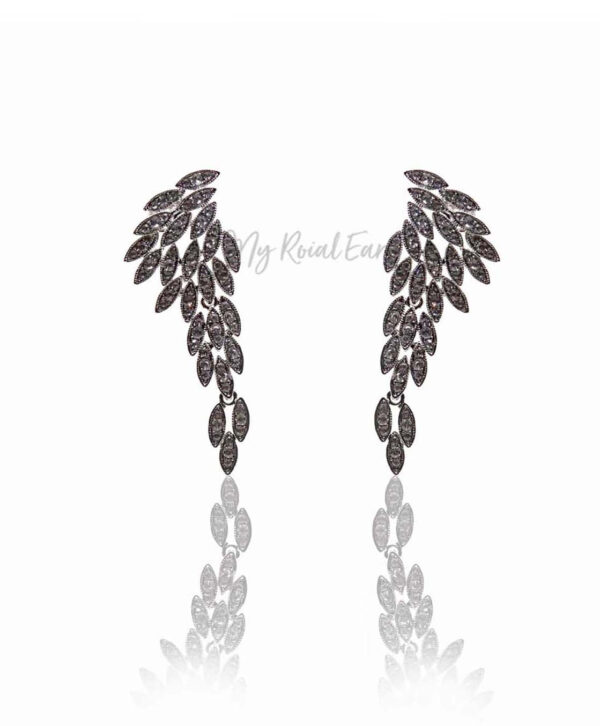 Q Rosemary Silver-luxury remarkable drop statement bridal earrings - My Roial Ears LTD