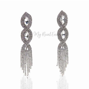 Q Annalore-magnificent paved rhinestone tassel bridal earrings - My Roial Ears LTD