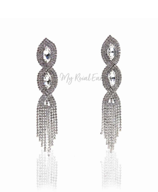 Q Annalore-magnificent paved rhinestone tassel bridal earrings - My Roial Ears LTD