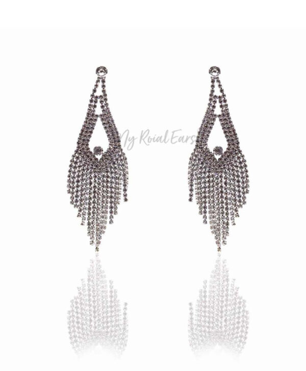 Q Rosalie Dazzled-classy rhinestone dazzled drop bridal earrings - My Roial Ears LTD
