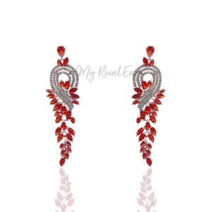 Q.Allison Red-exquisite and plated gold lavish bridal earrings - My Roial Ears LTD