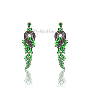 Q.Allison Green-exquisite and plated gold lavish bridal earrings - My Roial Ears LTD