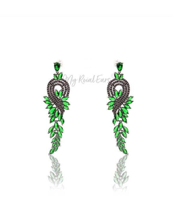 Q.Allison Green-exquisite and plated gold lavish bridal earrings - My Roial Ears LTD