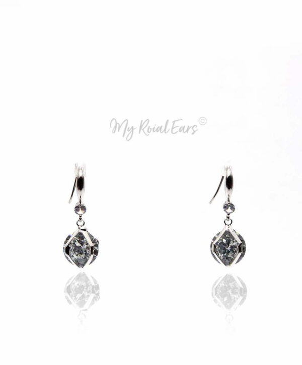 Q Georgiana Silver-plated crystal small ball drop bridal earrings - My Roial Ears LTD