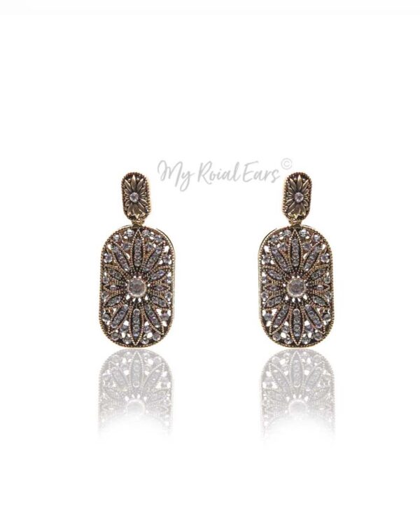 Q.Noor-vintage antique gold dangle drop bridal earring - My Roial Ears LTD