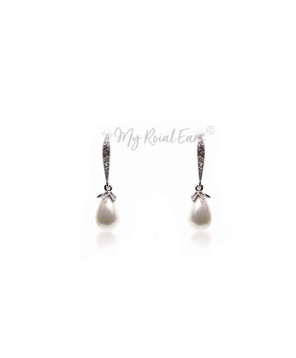 Q.Kiare-gracious plated pearl drop bridal earring - My Roial Ears LTD