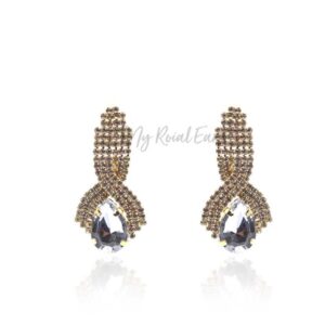 Q.Mia-luxurious gold-plated crystal stone drop bridal earrings - My Roial Ears LTD